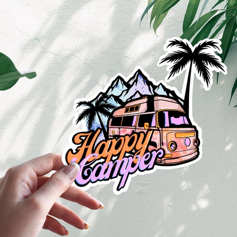 Наклейка Счастливый кемпер Кемпинг Happy Camper