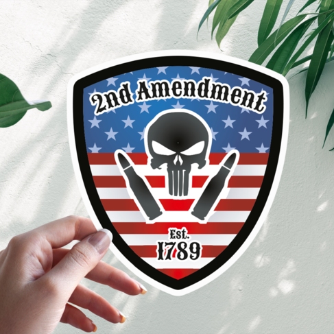 Наклейка Rustic 2nd Amendment USA Skull Flag