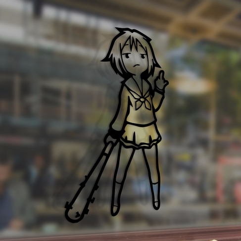Наклейка Anime girl девушка с битой
