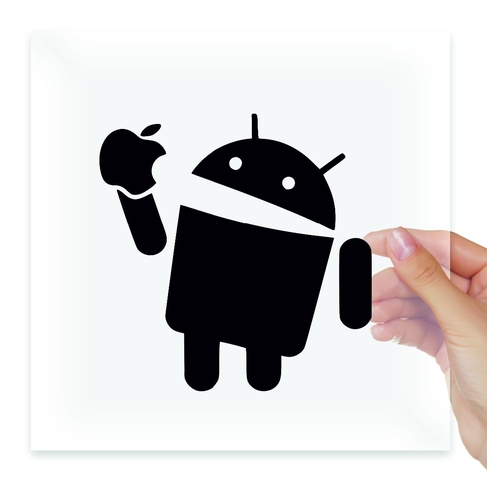 Наклейка Android eat apple андроид ест яблоко