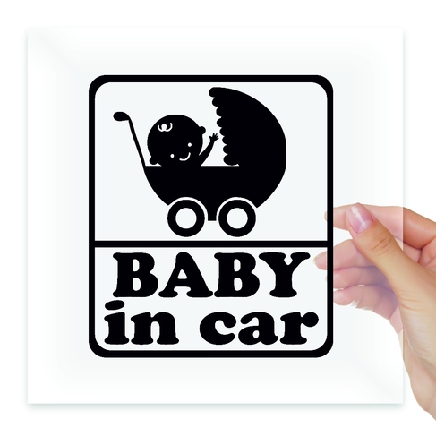 Наклейка Baby in car выглядывает из коляски