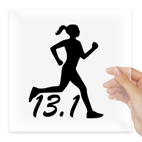 Наклейка 13.1 HALF MARATHON RUNNER Running Woman