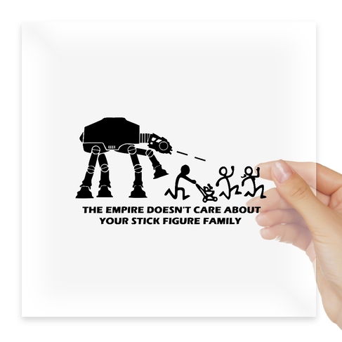 Наклейка The Empire Doesn't Care About Your Stick Figure Family AT-AT