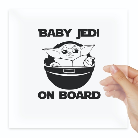 Наклейка Baby yoda jedi on board