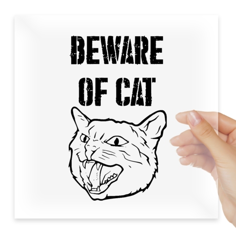 Наклейка Beware of cat