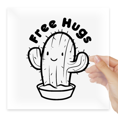 Наклейка Cactus free hugs