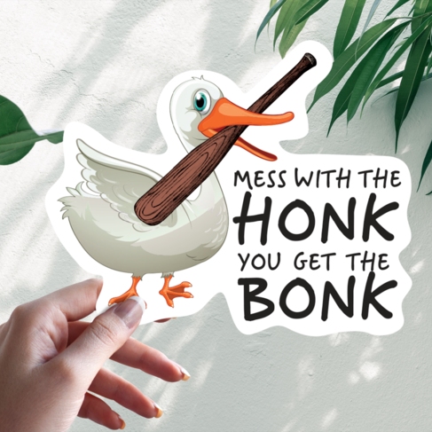 Наклейка Goose with a baseball bat and Mess with a Honk You get a Bonk