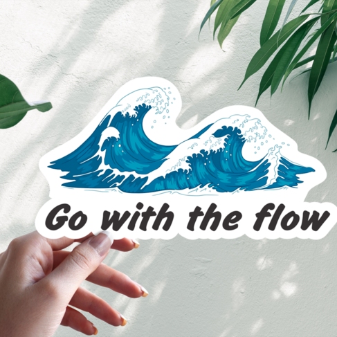Наклейка Go with The Flow Japanese Kanagawa Wave