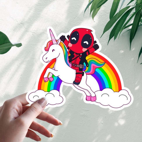 Наклейка Deadpool Unicorn Rainbow