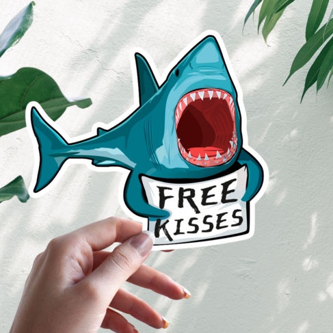 Наклейка Free Kisses Shark Ex Divorce Breakup Hate You Bite Teeth Ocean Funny