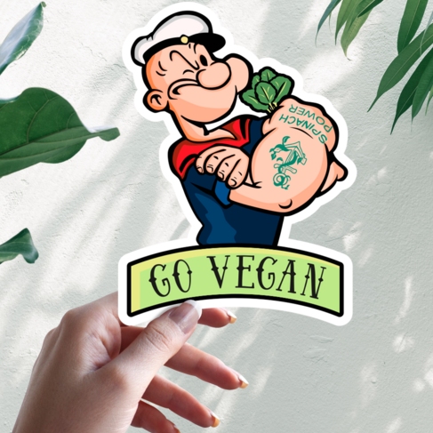 Наклейка Go vegan Веган Вегетарианец Моряк Попай