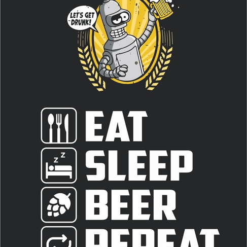 Наклейка Пиво Eat Sleep Beer Repeat Bender (54)